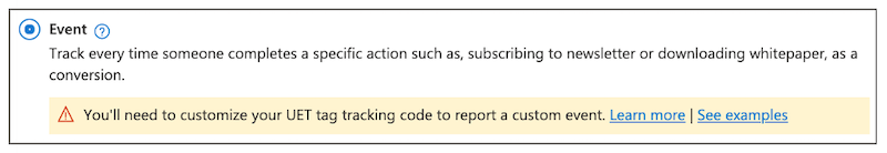 microsoft ads conversion tracking event tracking setup