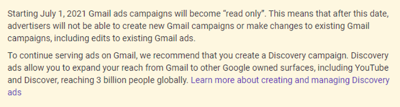 Gmail ads going away announcement