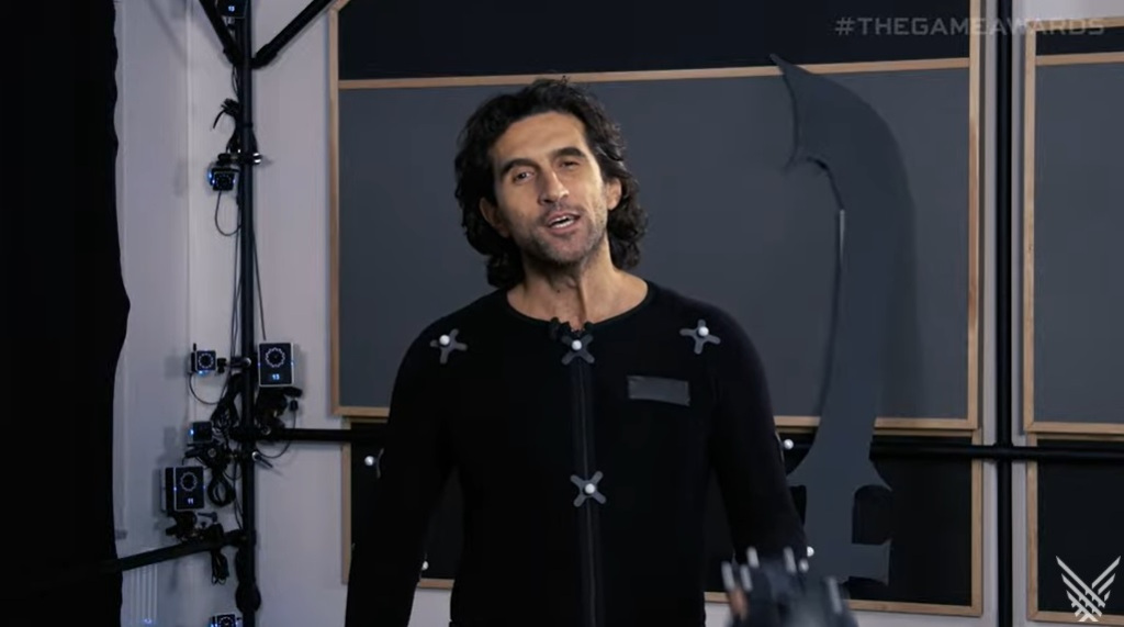 Josef Fares in a mocap suit during The Game Awards.