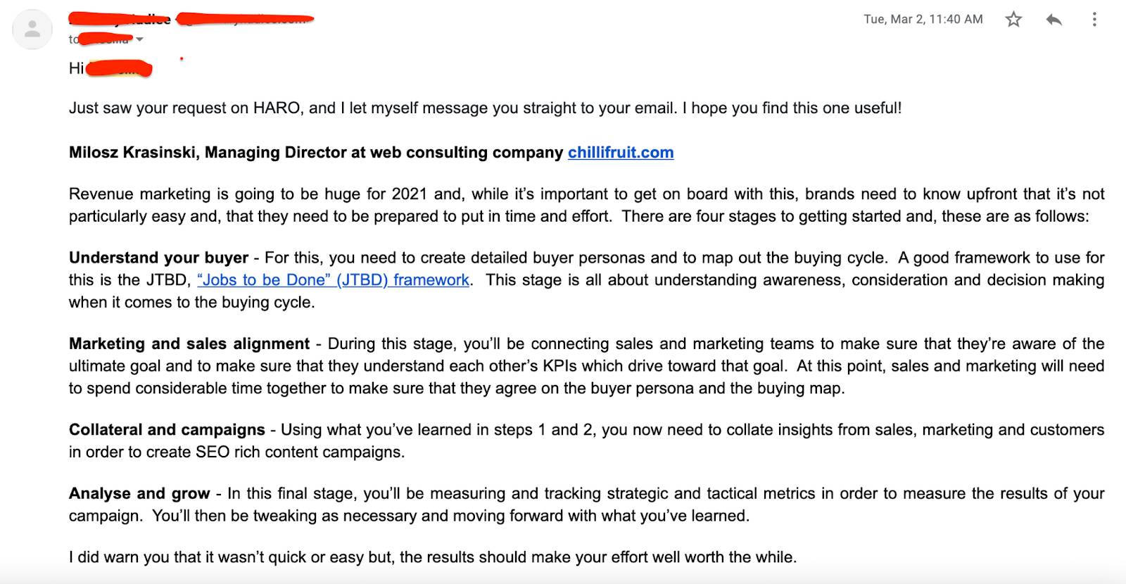follow up email