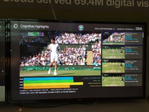 A shot of (apparently) the IBM software generating highlights from tennis matches. You see the four variables it tracks...